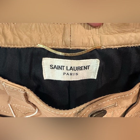 NWT Saint Laurent Leather Kick Flare Pants Beige FR36 - Picture 12 of 16